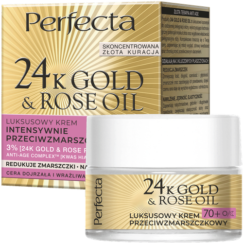 Perfecta 24K Gold&Rose Oil Luksusowy krem przeciwzmarszczkowy na dzień i na noc 70+