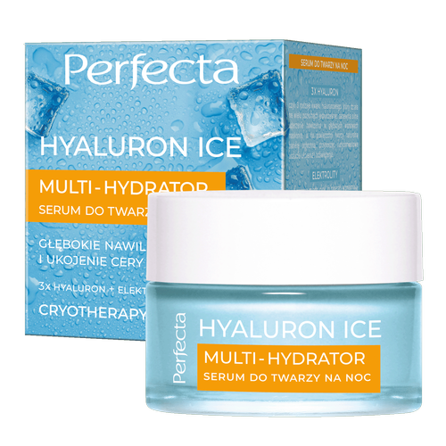 Perfecta Hyaluron Ice Krem-serum do twarzy na noc 3x Hyaluron + Elektrolity, głębokie nawilżenie i ukojenie cery